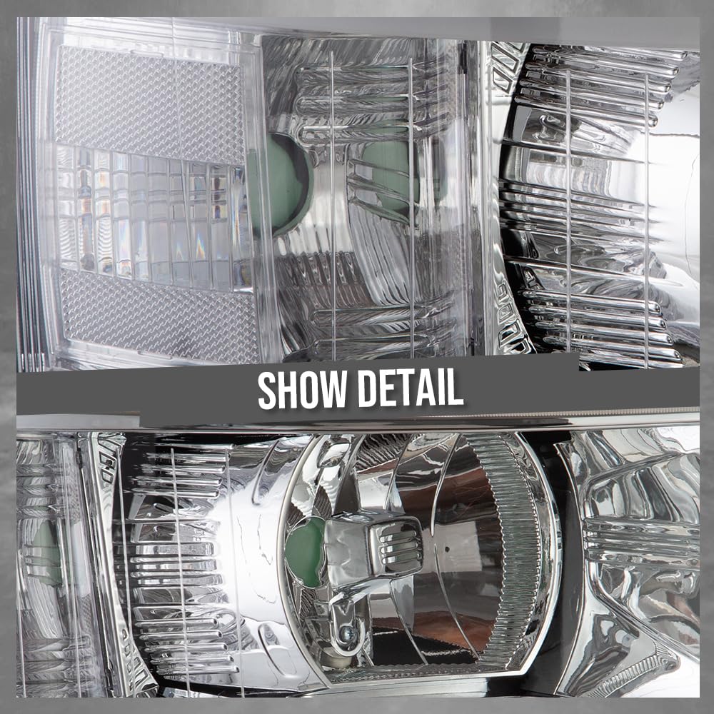 G-PLUS LED DRL Headlights, Fit Chevy Silverado 2500 3500 & HD 2007-2014/Fit Chevy Silverado 1500 2007-2013 Headlamps, Left & Right Clear Lens Chrome Housing Clear Reflector,faros delanteros