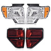 G-PLUS Headlights Assembly & Rear Tail Lights Compatible with 2009-2014 Ford F150 Not Fit LED Style DL3Z13008EB, DL3Z13008EC Bumper Headlamps & Tail Lamps Black
