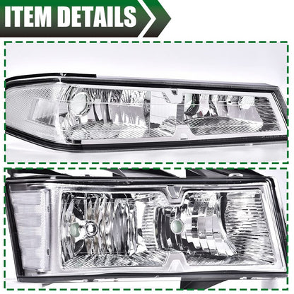 G-PLUS Headlights Fit Chevy Colorado/GMC Canyon 2004-2012,Fit Isuzu i-280 i-350 2006/i-290 i-370 2007-2008 Headlamps Clear Lens Chrome Housing Clear Reflector,faros delanteros Assembly