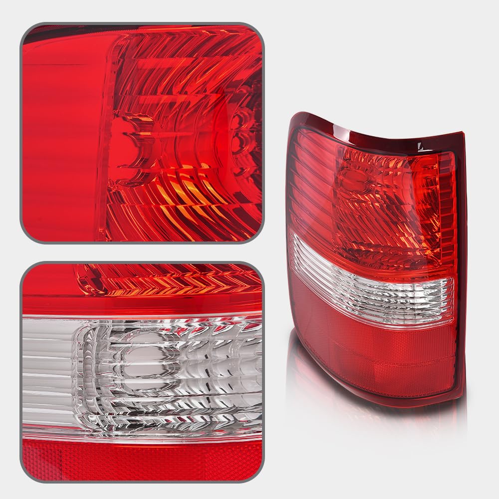 G-PLUS Tail Light Lamp w/o Blubs Lens Left Side Compatible with Ford F150 King Ranch, Lariat, XL 2004 2005 2006 5L3Z13405CA, 6L3Z13405BA, FO2800182 Luces Traseras Faros Traseros Assembly Red