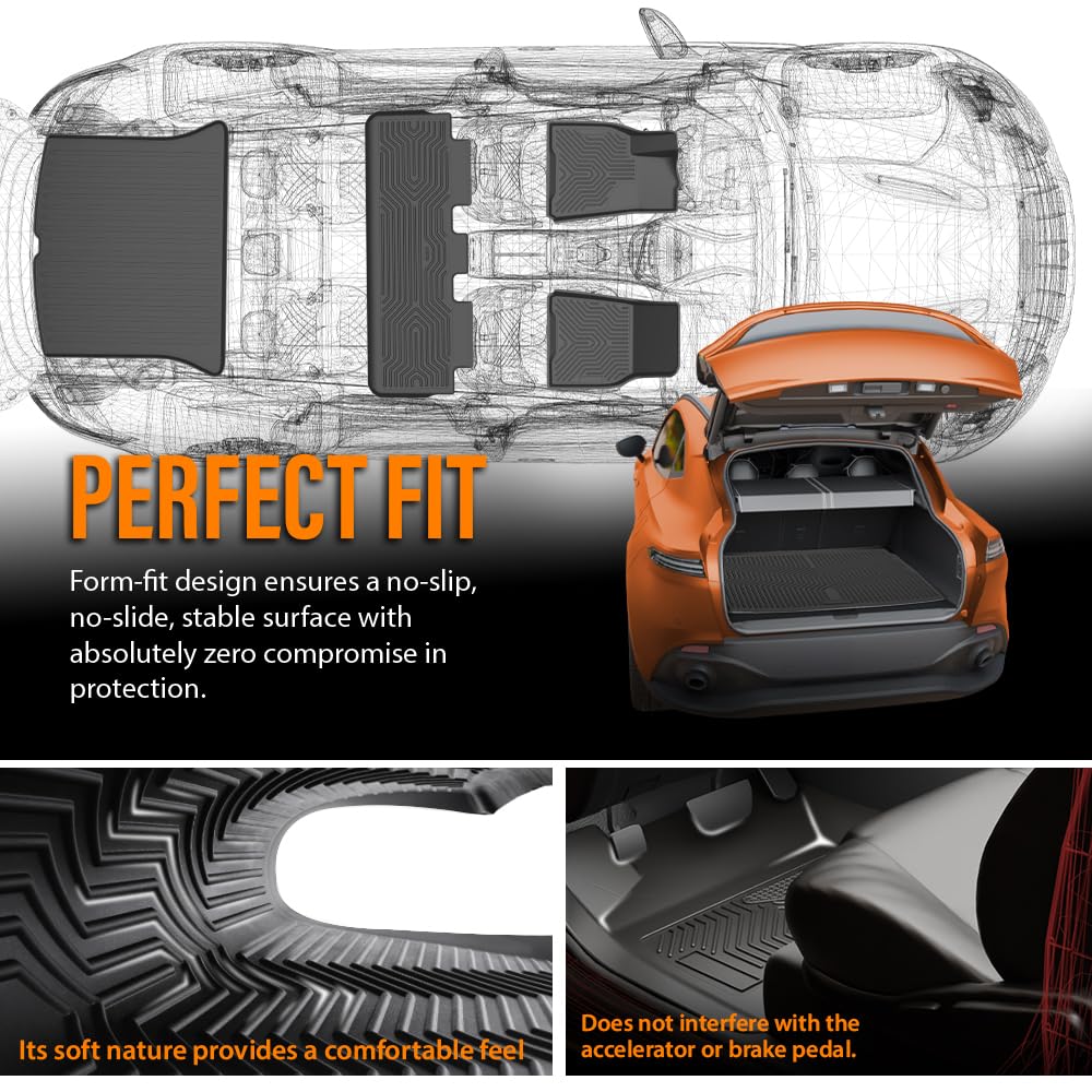 G-PLUS Floor Mats & Cargo Liner Fit Tesla Model S 2021 2022 2023 2024 All Weather Protection TPE Floor Liners 1st & 2nd & 3rd Front Rear Full Set Car Mats Black 7PCS