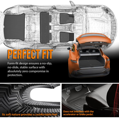 G-PLUS Floor Mats & Cargo Liner Fit Tesla Model S 2021 2022 2023 2024 All Weather Protection TPE Floor Liners 1st & 2nd & 3rd Front Rear Full Set Car Mats Black 7PCS