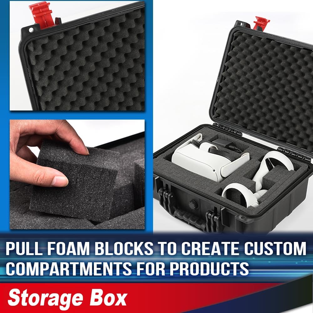 G-PLUS Hard VR Headset Carrying Case w/Foam Block Dividers,Waterproof Protector Storage Box Compatible with Meta Quest 3S/Quest 3/Quest 2,Travel Portable Case Fit Oculus Quest 3/Quest 2 Black&Orange