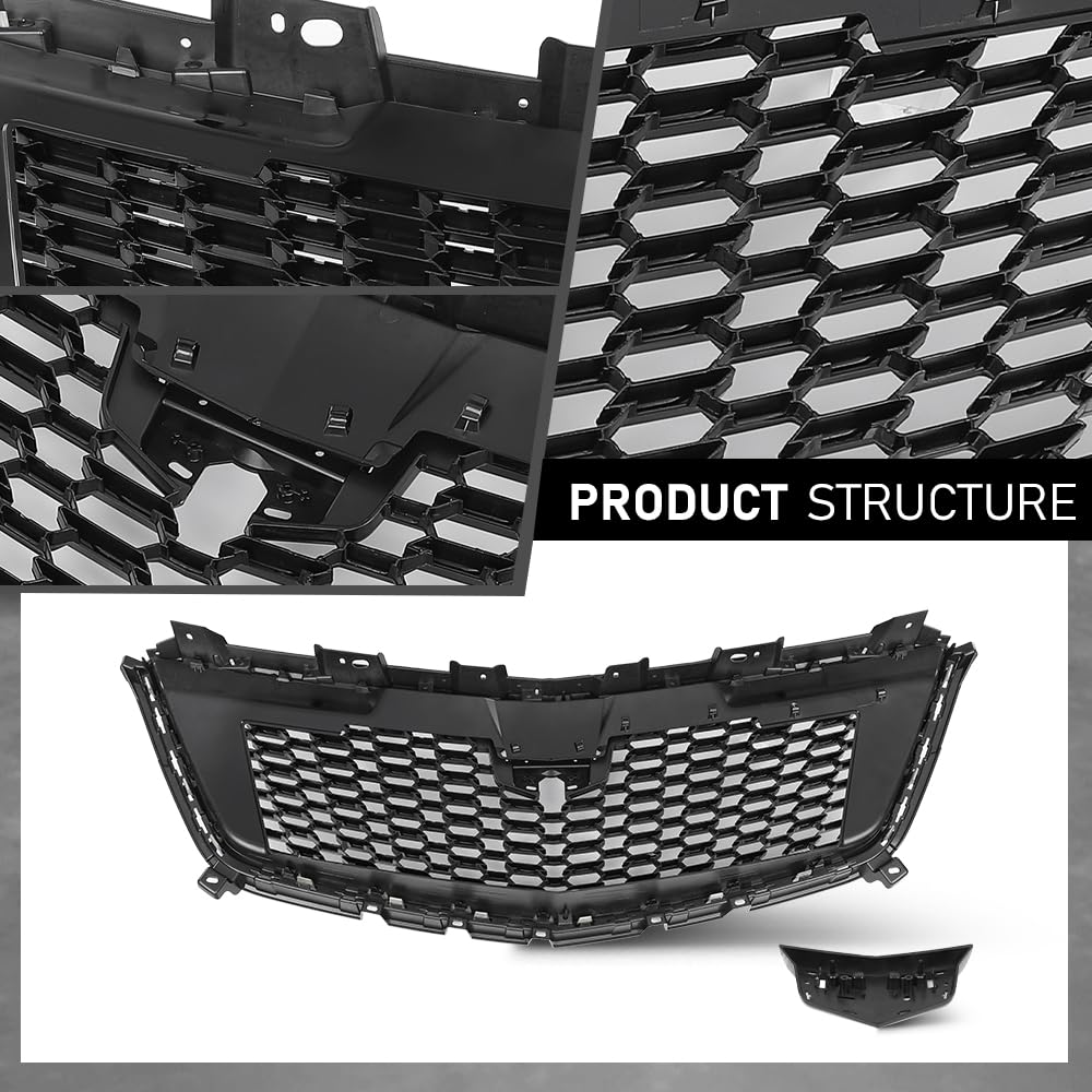 G-PLUS Front Bumper Upper Grille Compatible with Cadillac XT5 2017-2021 Gloss Black