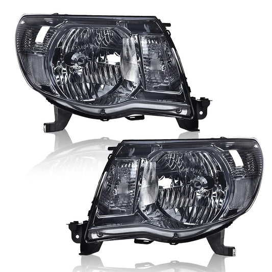 G-PLUS Headlights Assembly Compatible with Toyota Tacoma 2005 2006 20007 2008 2009 2010 2011 Bumper Headlamps Smoky Lens Chrome Housing Clear Reflector,faros delanteros