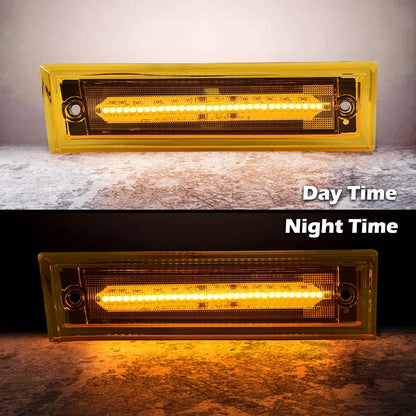G-PLUS Lens Amber LED Front Side Marker Light Compatible with 81-91 Chevy C10 C20 C30 GMC GM2550115, GM2551107