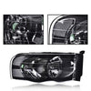 G-PLUS Headlights Assembly Compatible with Dodge Ram 1500 2002-2005/Compatible with Dodge Ram 2500 3500 2003-2005 Headlamps Pair Clear Lens Black Housing Clear Reflector,faros delanteros