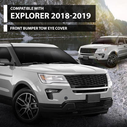G-PLUS Front Bumper Tow Hook Eye Cover Cap Compatible with Ford Explorer (submodel: Base, Limited, Platinum, Sport, XLT) 2018-2019 JB5Z17A900AB, FO1029104 Black PP