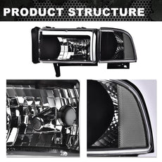 G-PLUS DRL LED Headlights for Dodge Ram 1500 1994-2001 Ram 2500 3500 1994-2002 Close-up View