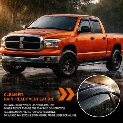 G-PLUS in-Channel Side Window Vent Visor Deflectors Rain Guards Compatible with GMC Sierra 1500 Crew Cab 2019-2026 Impact-Resistant PC 4 PCS Smoky