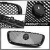 G-PLUS Front Center Upper Mesh Grille W/Emblem Compatible with Jaguar XF XFR 2012-2015 Gloss Black Grill