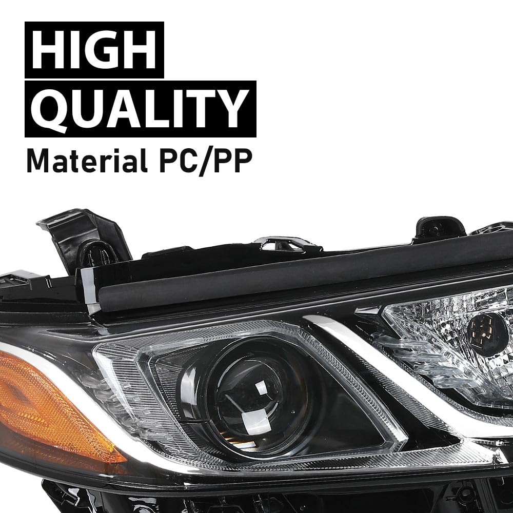 G-PLUS Projector Headlight w/Bulb Compatible with Toyota Camry LE SE 2018-2022 Right Passenger Clear Lens Black Housing Amber Reflector TO2503255Bumper Headlamps,faros delanteros