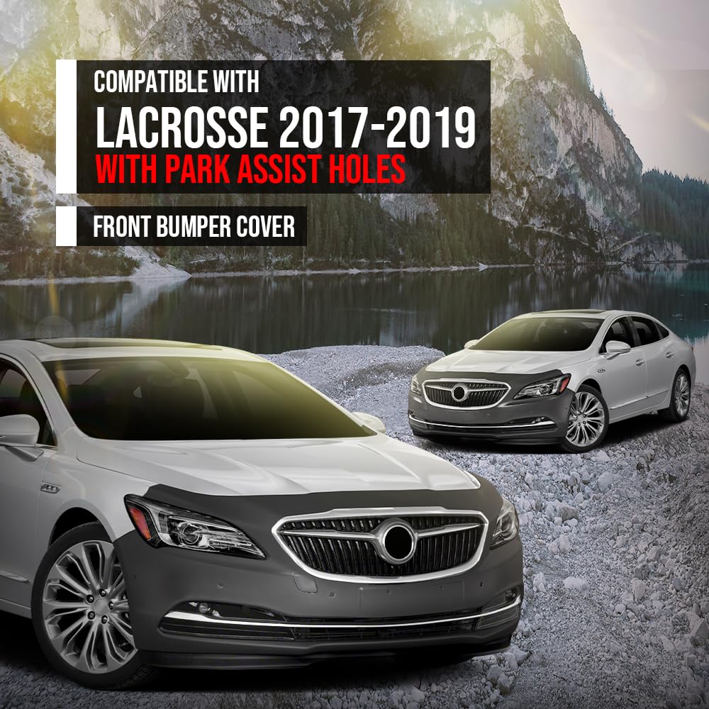 G-PLUS Front Bumper Cover Primed Compatible with Buick Lacrosse 2017 2018 2019 (with Park Assist Holes) 26243327, 26216473, 26686231, GM1000A17, Black