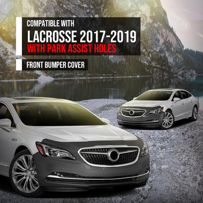 G-PLUS Front Bumper Cover Primed Compatible with Buick Lacrosse 2017 2018 2019 (with Park Assist Holes) 26243327, 26216473, 26686231, GM1000A17, Black