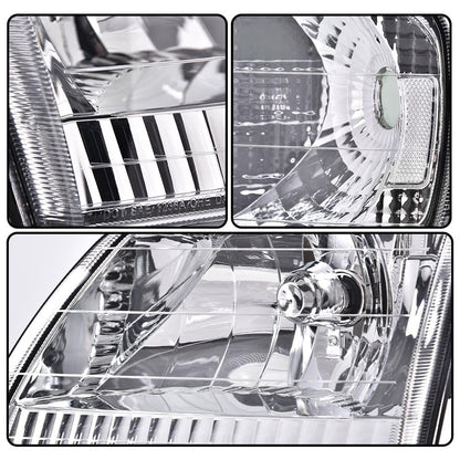 G-PLUS Headlights Assembly Fit Ford Expedition 1997-2002, Fit Ford F150 1998-2003 Left & Right Lamps Clear Lens Chrome HousingBumper Headlamps, faros delanteros
