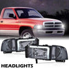 G-PLUS LED Headlights Assembly Fit 1994-2001 Dodge Ram 1500/Fit 1994-2002 Dodge Ram 2500 3500 (Not for Ram Sport),Headlamps w/o Bulbs Smoky Lens Chrome Housing Clear Reflector