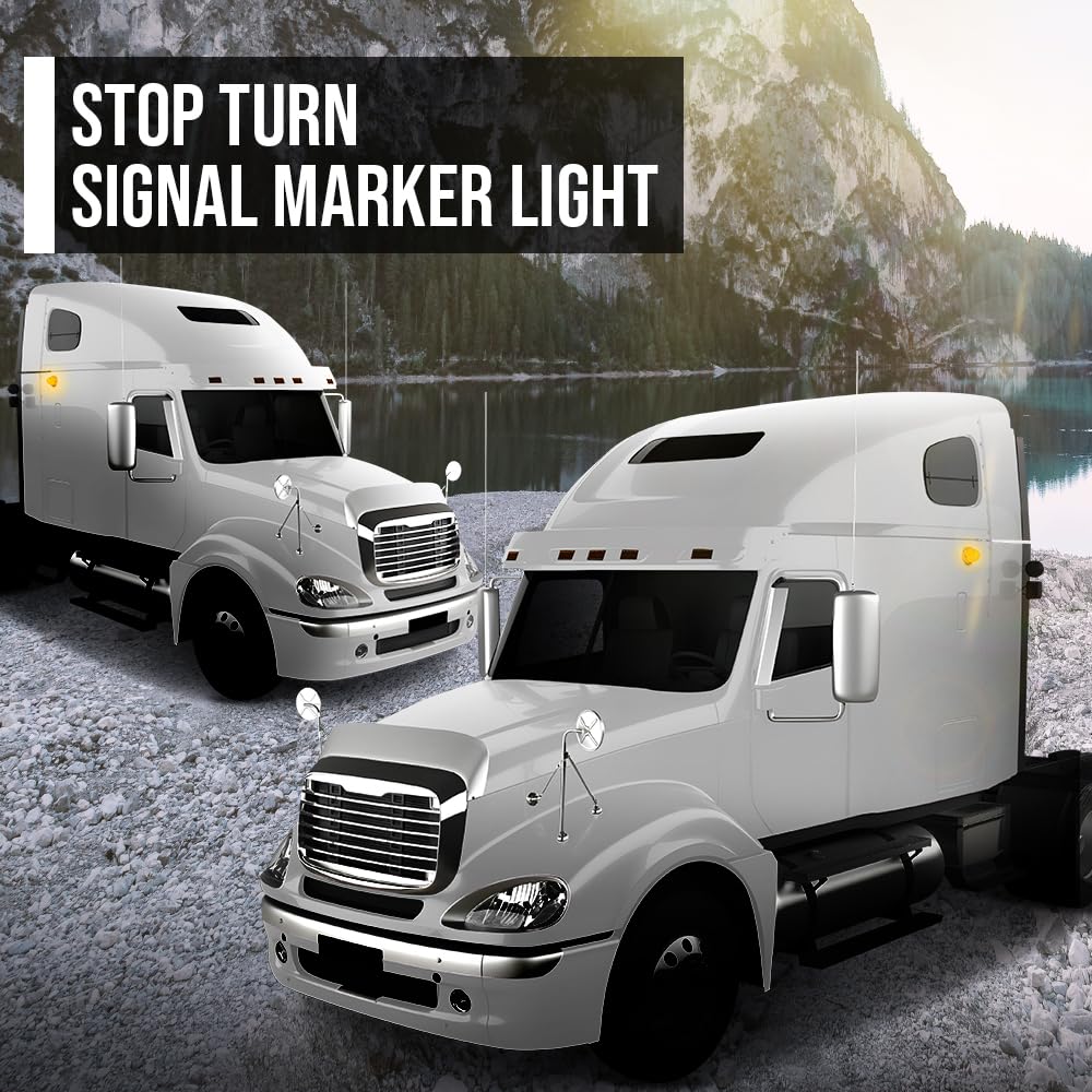G-PLUS 2PCS 17 LED Dual Function Watermelon Lights Compatible with Trailers, Trucks, Caravans, Pickup, Cars, Van, RVs, Lorries, Boats Stop Turn Signal Marker Light Amber Lens