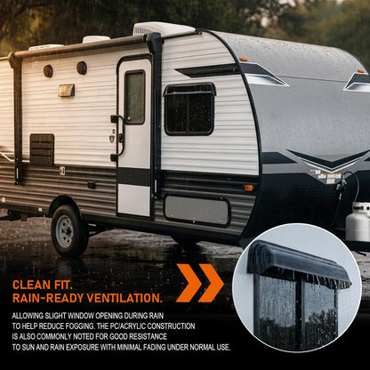 G-PLUS Window Deflector and Sun Visor Compatible with All Flat Sided Recreational Vehicle(12-17 Inch Wide Window) Impact-Resistant Smoky