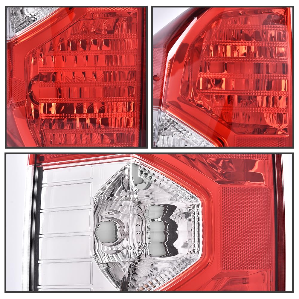 G-PLUS Rear Left Tail Light Assembly Compatible with Toyota Tundra 2014 2015 2016 2017 2018 2019 2020 2021 Left Driver Side Rear Lamp, Red Lens Chrome Housing, TO2800193, 815500C100