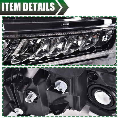 G-PLUS Headlights Assembly Compatible with 2018 2019 2020 Honda Accord Halogen High Beam Headlamps Chrome Signal Headlights (Black Passenger & Driver Side(Left+Right)), faros delanteros