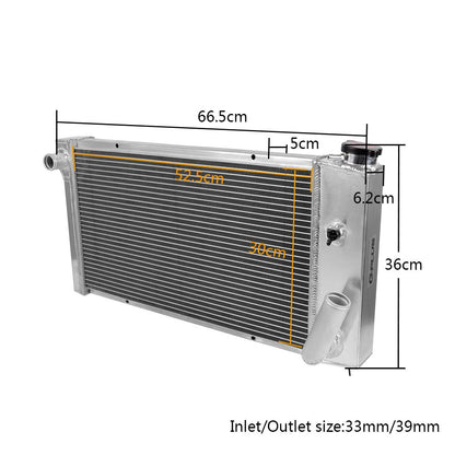 Compatible For Chevy Vega1971-1977 / Compatible For Pontiac Astre 1975-1976 Compatible For Chevy SBC V8 Conversion Aluminum Racing Radiator Replacement +10" Radiator Cooling Fan