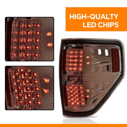 G-PLUS LED Tail Lights Compatible with Ford F150 2/4 Door Pickup 2009-2014 Dual-Row LED Rear Brake Tail Lamps Chrome Housing Left Driver & Right Passenger BL3Z13405B,BL3Z13404B Luces TraserasAssembly