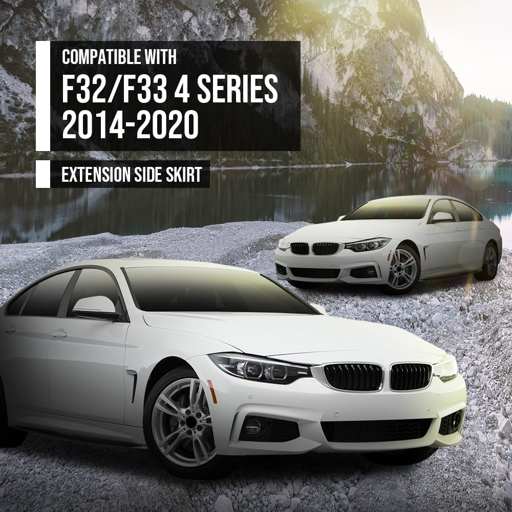 G-PLUS Extension Side Skirt Compatible with BMW F32 F33 F36 4 Series 2014 2015 2016 2017 2018 2019 2020 Gloss Black