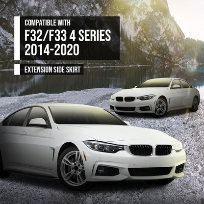 G-PLUS Extension Side Skirt Compatible with BMW F32 F33 F36 4 Series 2014 2015 2016 2017 2018 2019 2020 Gloss Black