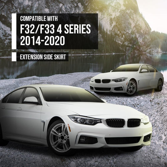 G-PLUS Extension Side Skirt Compatible with BMW F32 F33 F36 4 Series 2014 2015 2016 2017 2018 2019 2020 Gloss Black