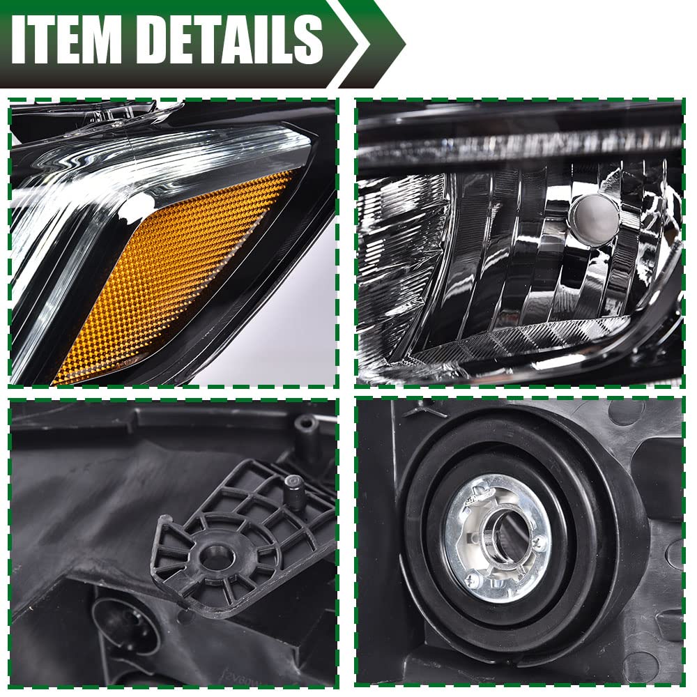 G-PLUS Headlights Assembly Compatible with 2018 2019 2020 Honda Accord Halogen High Beam Headlamps Chrome Signal Headlights (Black Passenger & Driver Side(Left+Right)), faros delanteros