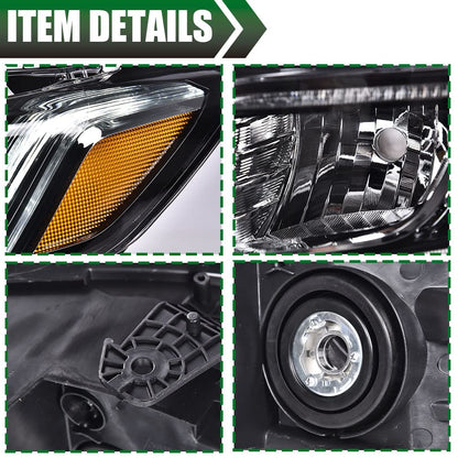 G-PLUS Headlights Assembly Compatible with 2018 2019 2020 Honda Accord Halogen High Beam Headlamps Chrome Signal Headlights (Black Passenger & Driver Side(Left+Right)), faros delanteros