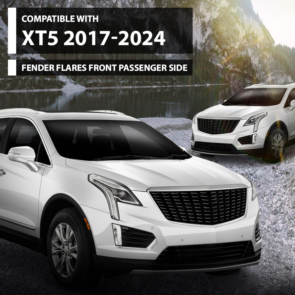 G-PLUS Fender Flares Front Passenger Right Side Compatible with Cadillac XT5 2017-2024 84096070, GM1291263 Black