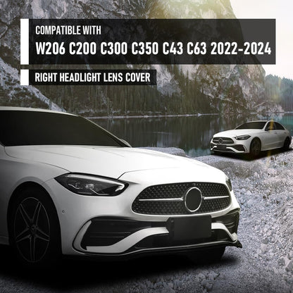 G-PLUS Headlight Lens Cover Compatible with Benz W206 C200 C300 C43 C63 2021 2022 2023 Right Side A2069063003 Front Headlamp Lens Cover Clear Lens