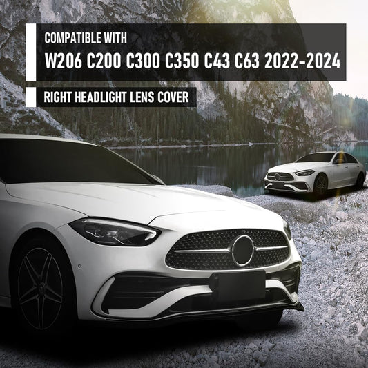G-PLUS Headlight Lens Cover Compatible with Benz W206 C200 C300 C43 C63 2021 2022 2023 Right Side A2069063003 Front Headlamp Lens Cover Clear Lens