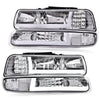 G-PLUS LED Headlights Assembly Fit Chevy Silverado 1999-2002,Fit Chevy Tahoe/Suburban 1500 2500 2000-2006,Headlamps Left & Right Clear Lens Chrome Housing Clear Reflector