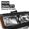 G-PLUS Headlights Compatible with Chevy Avalanche 1500 2500/Fit Chevy Silverado 1500 2500 HD 3500 2003-2006,Clear Lens Black Housing Amber ReflectorBumper Headlamps,faros delanteros
