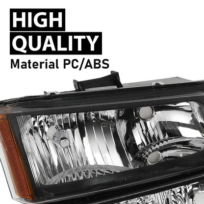 G-PLUS Headlights Compatible with Chevy Avalanche 1500 2500/Fit Chevy Silverado 1500 2500 HD 3500 2003-2006,Clear Lens Black Housing Amber ReflectorBumper Headlamps,faros delanteros