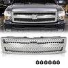 G-PLUS Chrome Truck Grill Compatible with Chevy Silverado 1500 Hybrid 2009-2013/Fit Silverado 1500 XFE 2010-2013/Fit Silverado 1500 LS LT LTZ WT 2007-2013 25810707 19303978 Front Bumper Grille Insert