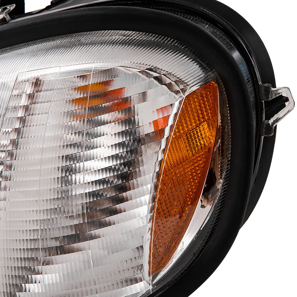 G-PLUS Headlights Assembly Compatible With 96-04 Freightliner Columbia Models Headlights Clear Lens Chrome Housing Amber Reflector (Driver+Passenger(Left+Right)) Bumper Headlamps,faros delanteros