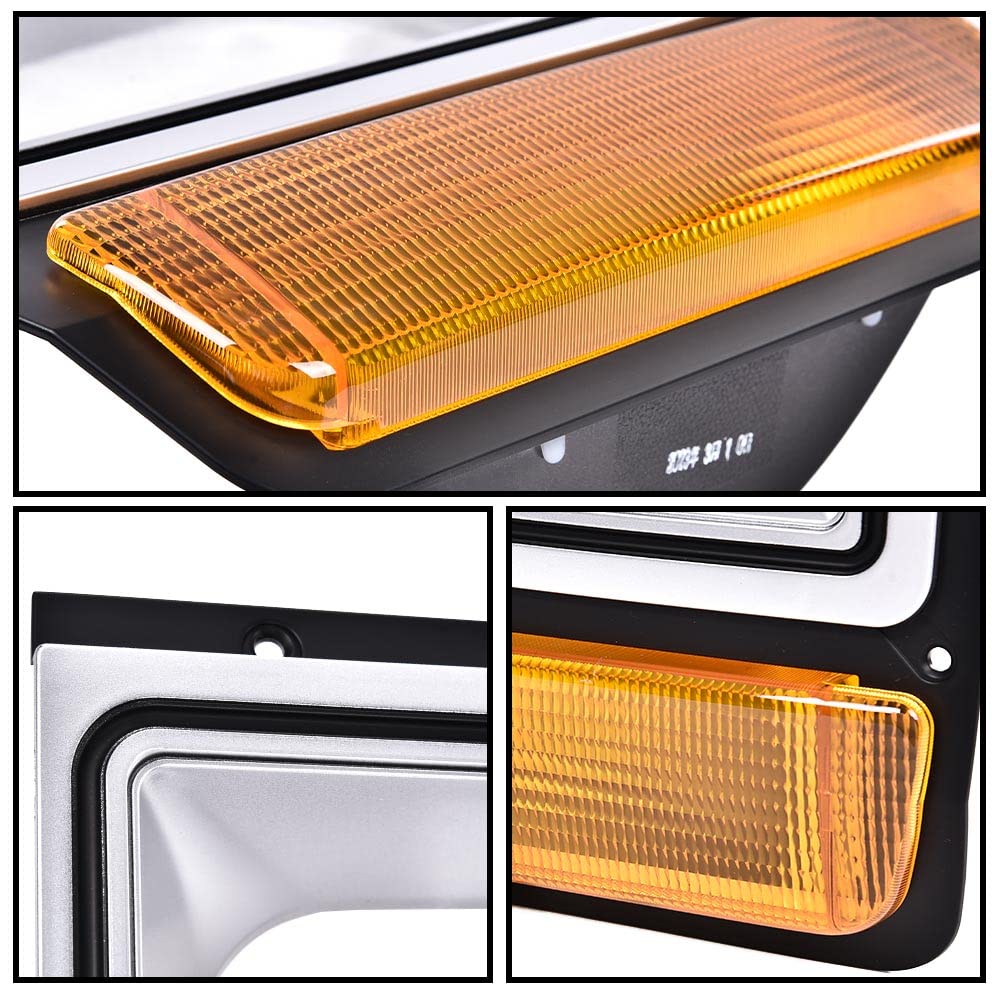 G-PLUS Headlights Bezel w/Corner Parking Light Compatible with Dodge Pickup Truck 1986-1990 Headlamps Head light Doors Headlamps Bezels Pair Set 4249810 CH2513122 4249811 CH2512122,faros delanteros