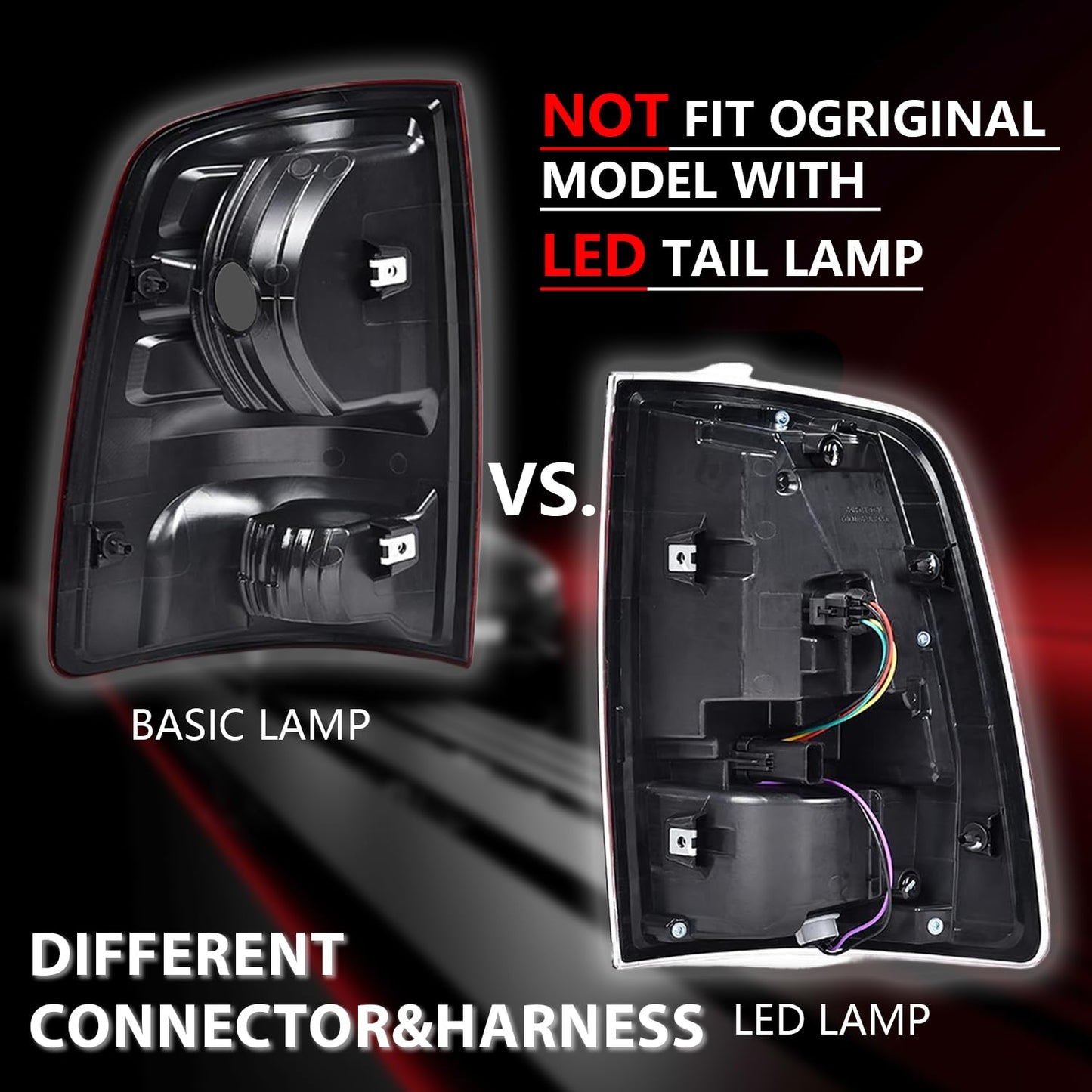 G-PLUS Red Lens Tail Lights Red Lens w/o Bulbs Compatible with Dodge Ram 1500 2009-2018(Not Fit 2013-2018 Models w/Factory LED Tail Lights) Rear Passenger Right Side CH2819124,55277415AC