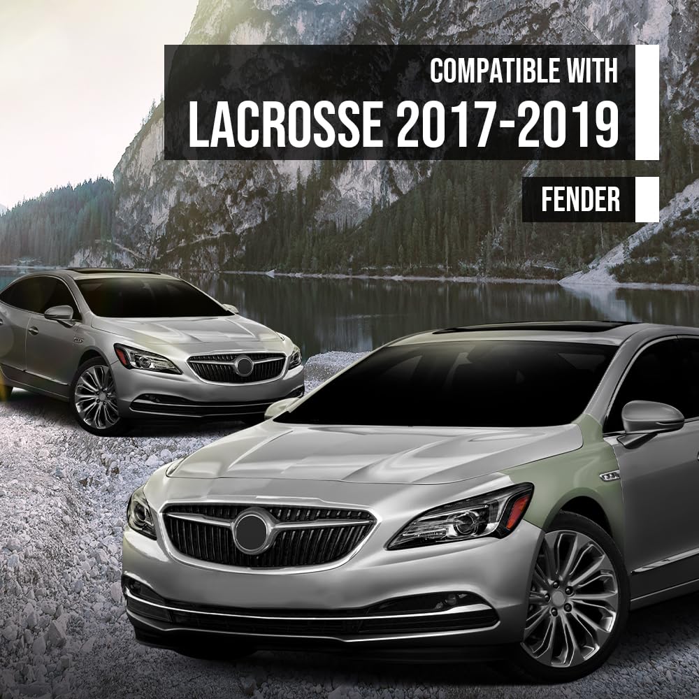G-PLUS Front Left Driver Side Fender Assembly 1 Pc Compatible with Buick LaCrosse 2017 2018 2019 GM1240397, 26243592 Grey