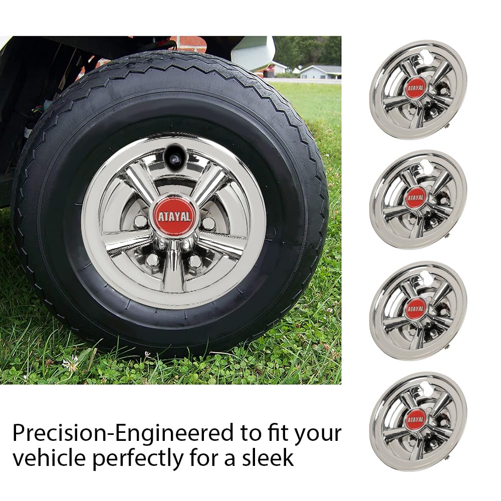 G-PLUS Golf Cart Wheel Covers Hub Caps 8" Chrome Compatible with EZGO, Club Car & Yamaha