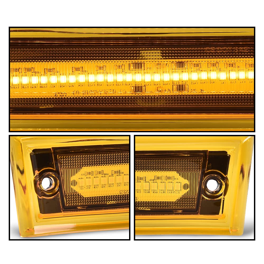 G-PLUS Lens Amber LED Front Side Marker Light Compatible with 81-91 Chevy C10 C20 C30 GMC GM2550115, GM2551107