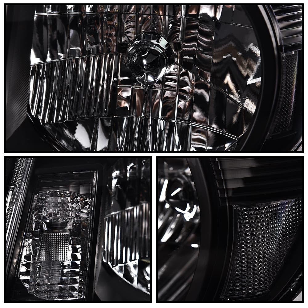 G-PLUS Headlights Compatible with Toyota Tacoma 2005-2011 Headlamps,Smoky Lens Black Housing Clear Reflector,faros delanteros