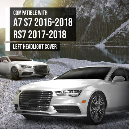G-PLUS Headlight Lens Cover Compatible with Audi A7 RS7 2016-2018 Left Side Front Headlamp Lens Cover Clear