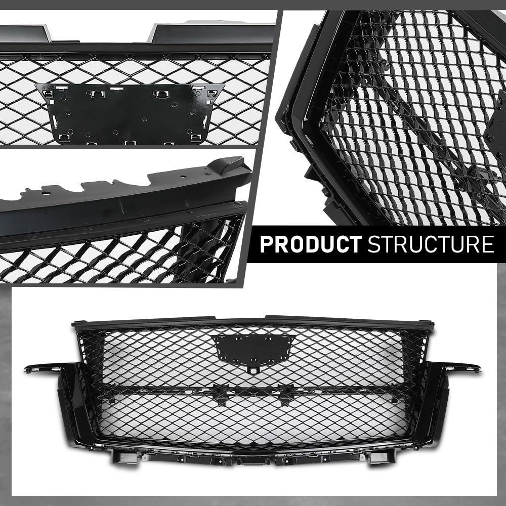 G-PLUS Front Bumper Grille Assembly Compatible with Cadillac Escalade 2021-2023 84830289 Gloss Black