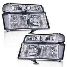 G-PLUS Headlights Assembly for Chevy Colorado GMC Canyon 2004-2012 Isuzu i280 Smoke Chrome Clear