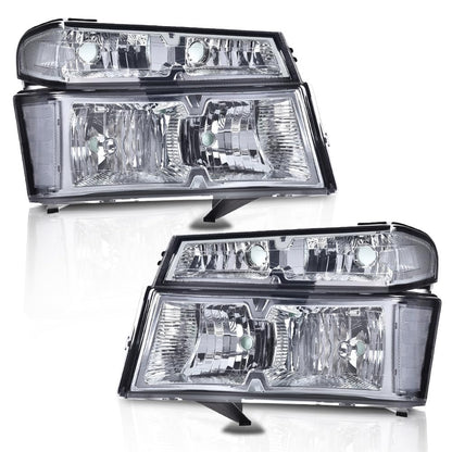 G-PLUS Headlights Assembly,Fit Chevy Colorado/GMC Canyon 2004-2012,Fit Isuzu i-280 i-350 2006/Isuzu i-290 i-370 2007-2008 Headlamps, Smoky Lens Chrome Housing Clear Reflector,faros delanteros