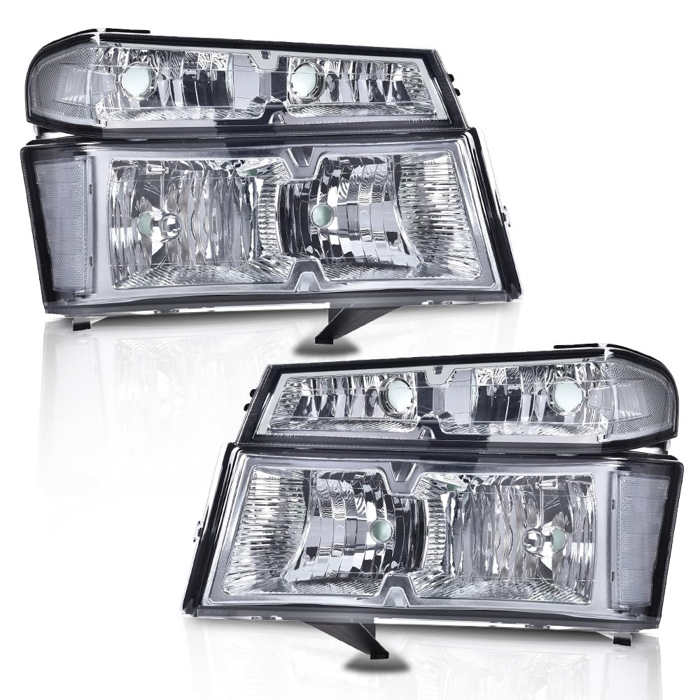 G-PLUS Headlights Assembly Compatible with Chevy Colorado/GMC Canyon 2004-2012,Fit Isuzu i-280 i-350 2006,Fit Isuzu i-290 i-370 2007-2008 Headlamps Smoky Lens Chrome Housing Clear Reflector